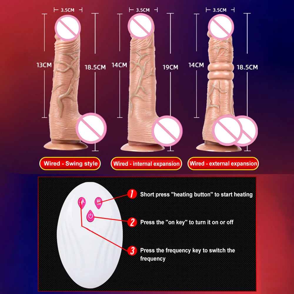 FireMotion - Dildo Telescópico Vibración Empuje y Calentamiento