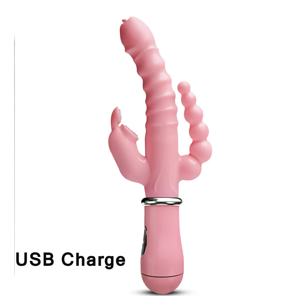 Dual Ecstasy 3/1 - Vibrador Rabbit Triple Estimulación