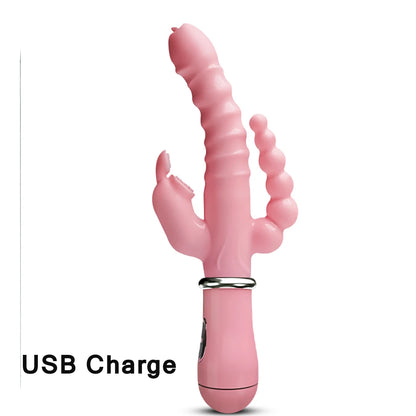 Dual Ecstasy 3/1 - Vibrador Rabbit Triple Estimulación